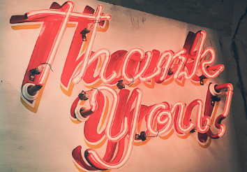 Neon thank you sign