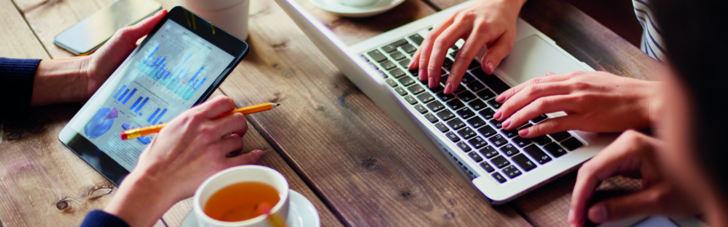 Tablet and laptop open