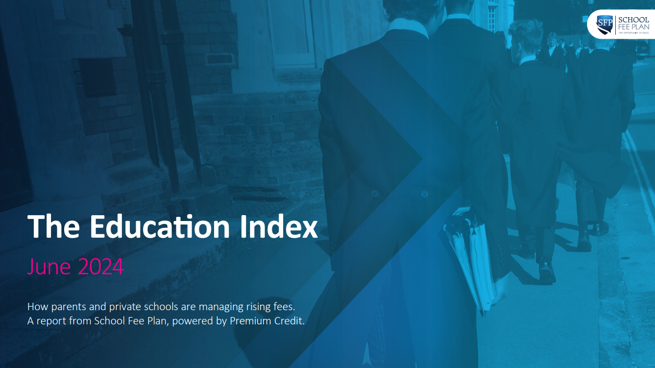 Education index 2024 blue image with children walking in a line
